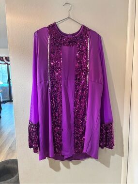 Weissman “I Will Survive” Purple Sequin-Trim Tunic